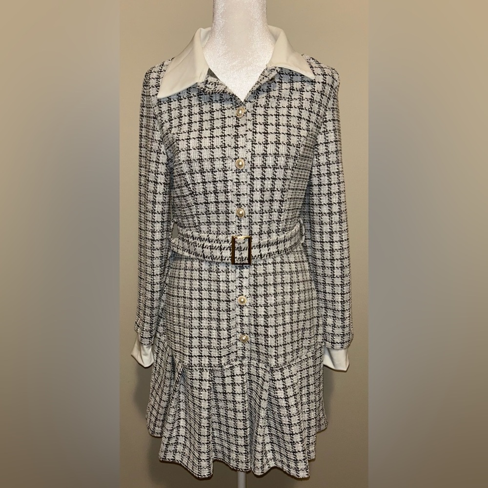 SHEIN Black and White Plaid Dress